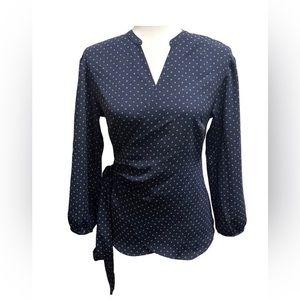J. Crew Navy Foulard Wrap Blouse SP